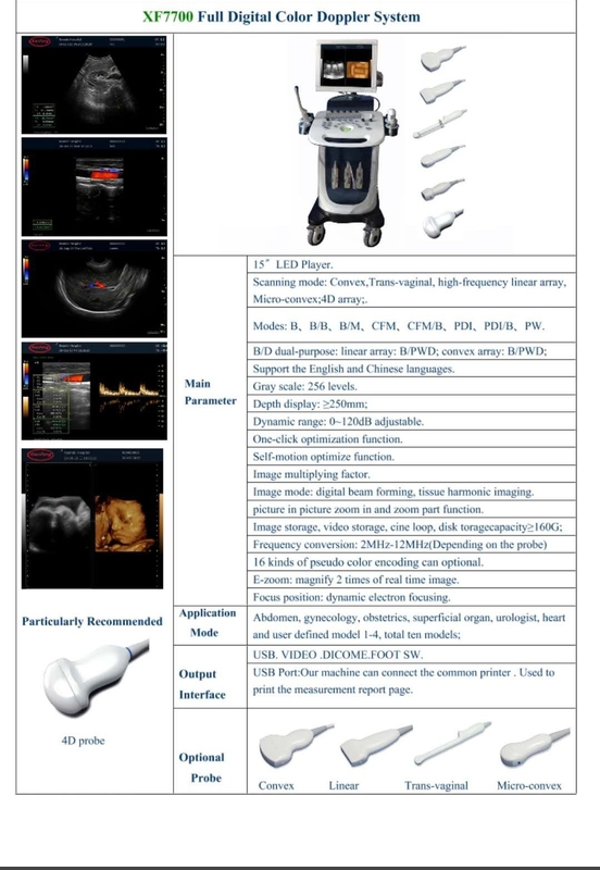 Dispositif de haute résolution 3D 4D de machine d'ultrason de Doppler de couleur cardiaque